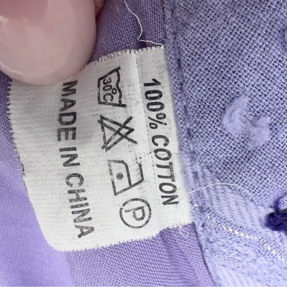 Angelino Men’s Dress Shirt 18 Lavender Cross Embroidery Button Front Cotton - Picture 12 of 15